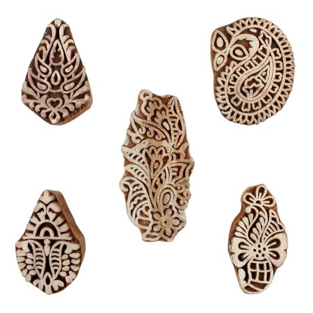 Set of 5 Piece New Mix Wooden Printing Blocks